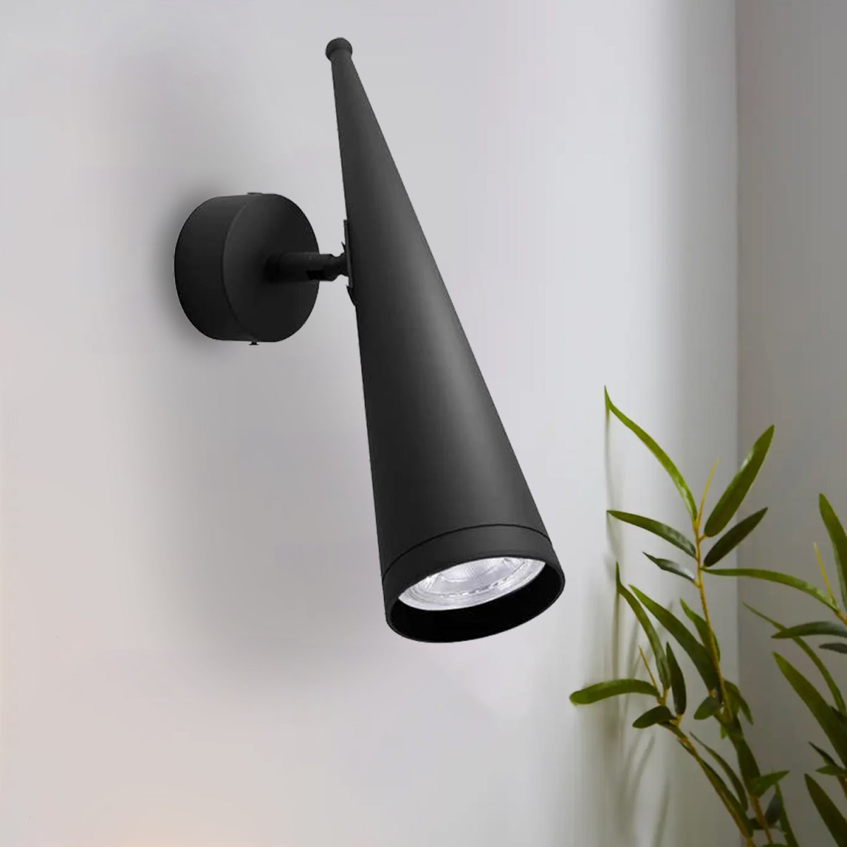 Black GU10 cone wall light