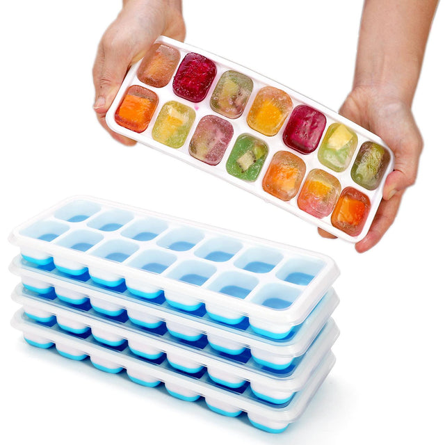 Silicone ice cube trays with lids