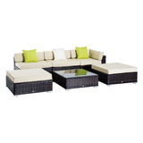 Outsunny 6-piece rattan sofa and coffee table sectional set