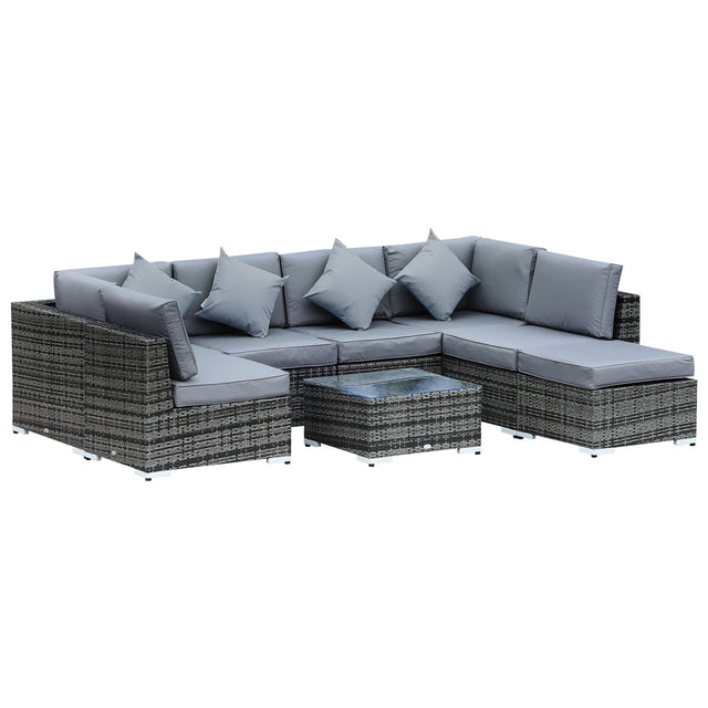 Outsunny 8-piece rattan garden dining set with glass table