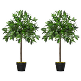 Artificial bay laurel topiary trees