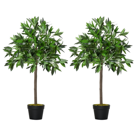 Artificial bay laurel topiary trees