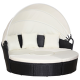Outsunny Rattan Round Day Bed Sun Lounger - front view