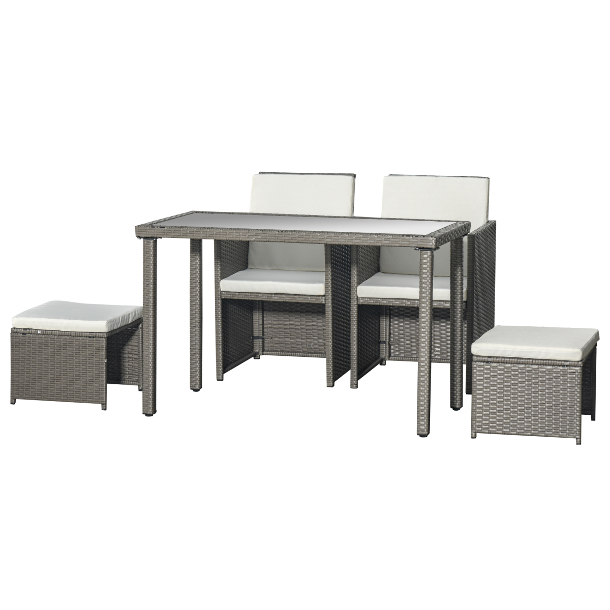 Outsunny 5 Piece Rattan Garden Furniture Set - front view