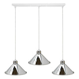 LEDSone 3-Way Modern Industrial Chrome Cone Pendant Light, Linear Bar – Indoor Hanging Light, Chrome