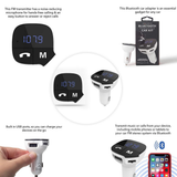 Aquarius Bluetooth Car Adapter and FM Transmitter with Hands-Free Calling – LED Display, USB Car Kit, White
