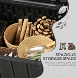 366L Outdoor Storage Box with Handles & Rollers – Double-Walled Weather-Resistant Plastic Chest, Black