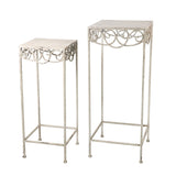 Decorative Cream Metal Plant Stands, Set of 2 – Stylish Home & Garden Display, 66cm