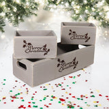 AcaciaHome Vintage Wooden Merry Christmas Storage Crate Set with Sturdy Handles – Festive Rustic Decor