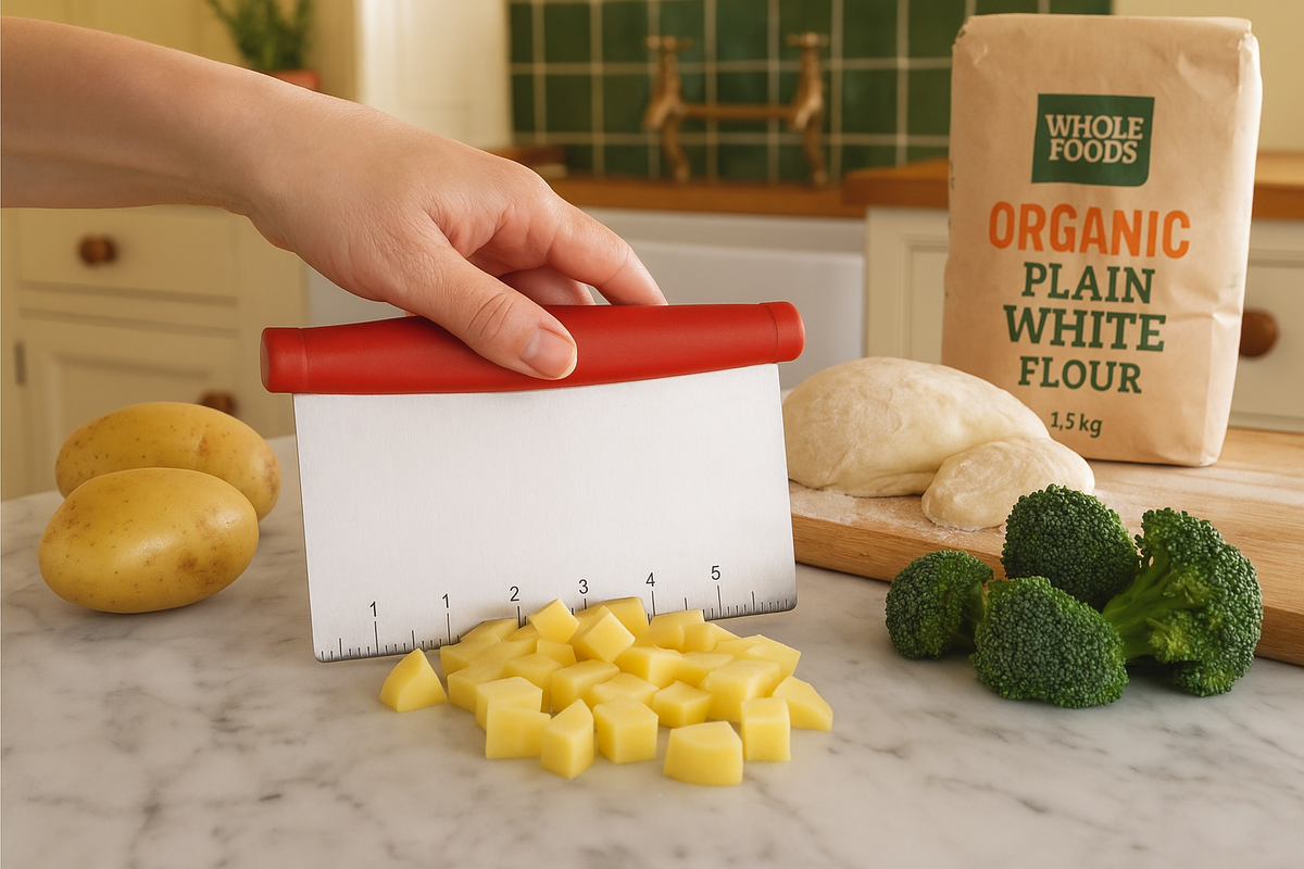 Avilo 3 in 1 Chopper, Scraper & Measurer – Versatile Stainless Steel Blade Kitchen Tool