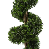 Leaf Design 120cm Artificial Spiral Buxus Tree, UV Resistant – Outdoor Topiary in Pot for Garden & Patio