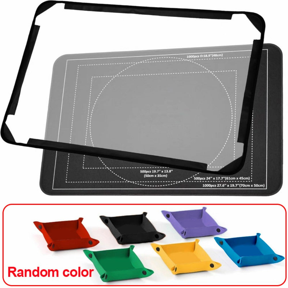 Jigsaw Puzzle Board for 1000 Pieces with 6 Sorting Trays & Dust Cover – Non-Slip Felt Storage Mat, Black