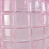 49cm Tall Pink Square Glass Vase – Statement Floral Display, Pink