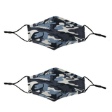 Termin8 Children's Camouflage Face Mask with Earloops – Soft Cotton Blend, Ages 6 to 12, Blue