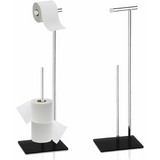 Free-Standing Toilet Roll Holder & Storer with Tempered Glass Base – Modern Stainless Steel Finish