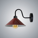 Vintage Swan Neck Wall Light with Cone Shade and E27 Socket – Dimmable Indoor Wall Sconce, Burgundy