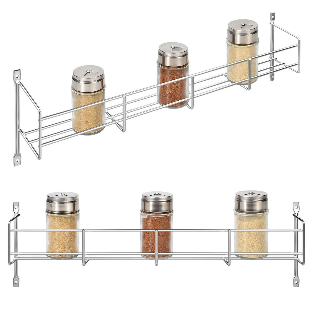Vinsani 3 Tier Herb & Spice Rack with Chrome Finish, Holds 24 Jars – Wall or Cupboard Door Mounted