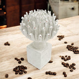 Stone-Look Resin Flower Garden Ornament on Base – Decorative Floral Figurine for Home or Office, 27cm