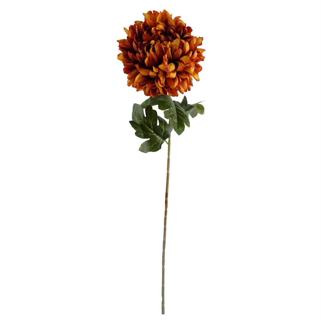 Pack of 6 Extra Large Artificial Reflex Chrysanthemums, 75cm with Silk Petals – Orange Floral Decor