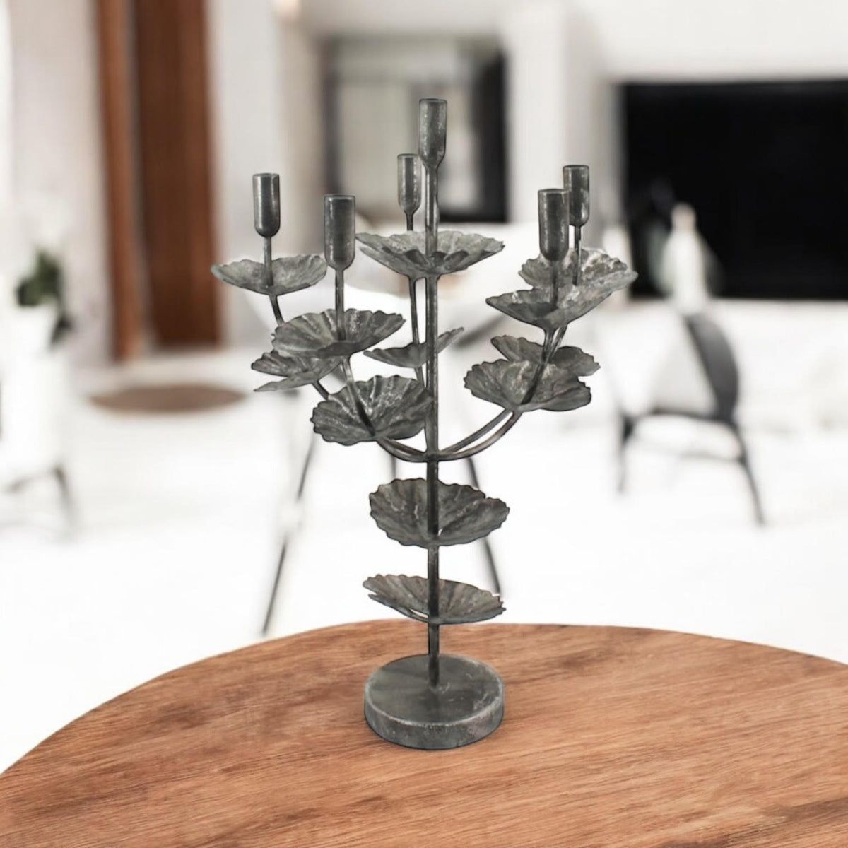 Flower-Shaped Art Deco Metal Candelabra, 57cm Tall – Elegant Table Centrepiece Candle Holder