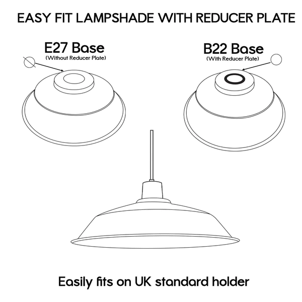 LEDSONE Navy Blue Retro Metal Pendant Lampshade, 36cm – Vintage Industrial E27 Ceiling Light Shade
