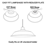 LEDSONE Navy Blue Retro Metal Pendant Lampshade, 36cm – Vintage Industrial E27 Ceiling Light Shade