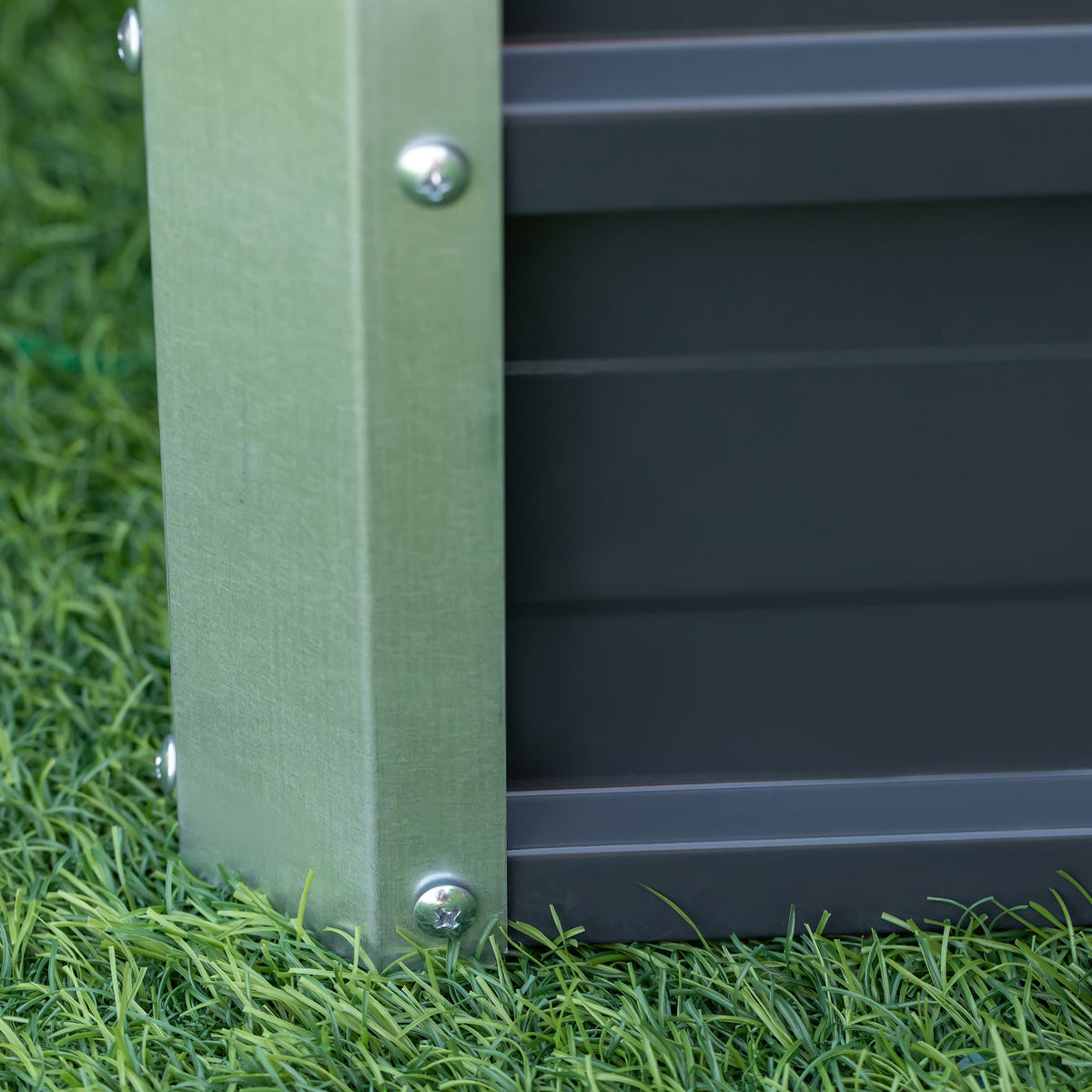 Outsunny Raised Garden Bed with Rustproof Metal Frame & Gloves – Elevated Planter Box, Grey