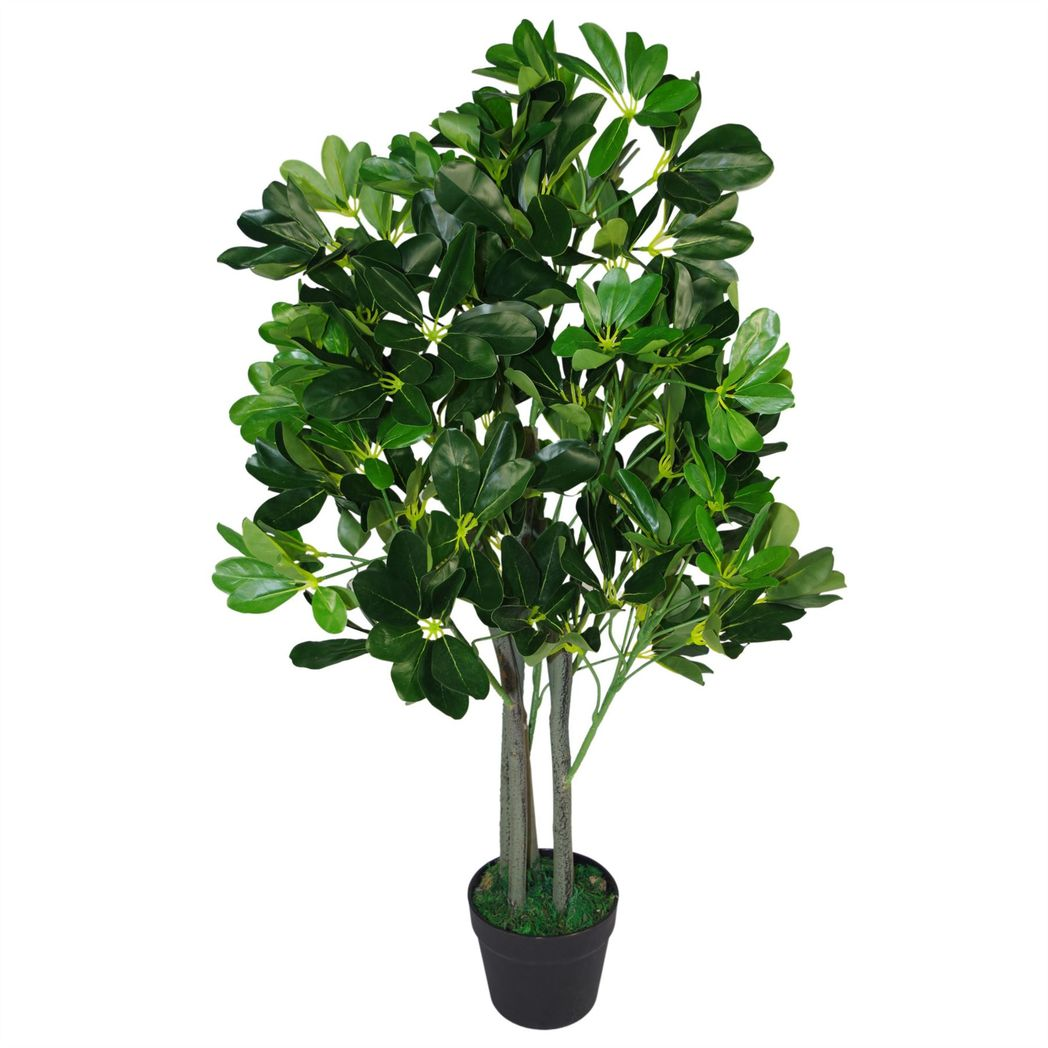 95cm Artificial Umbrella Tree – Realistic Dark Green Ficus Plant in Pot, Wired Stems