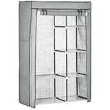 Chester Fabric Wardrobe with Hanging Rail, 6 Shelves and Roll-Up Door – Steel Frame Clothes Storage, Light Grey