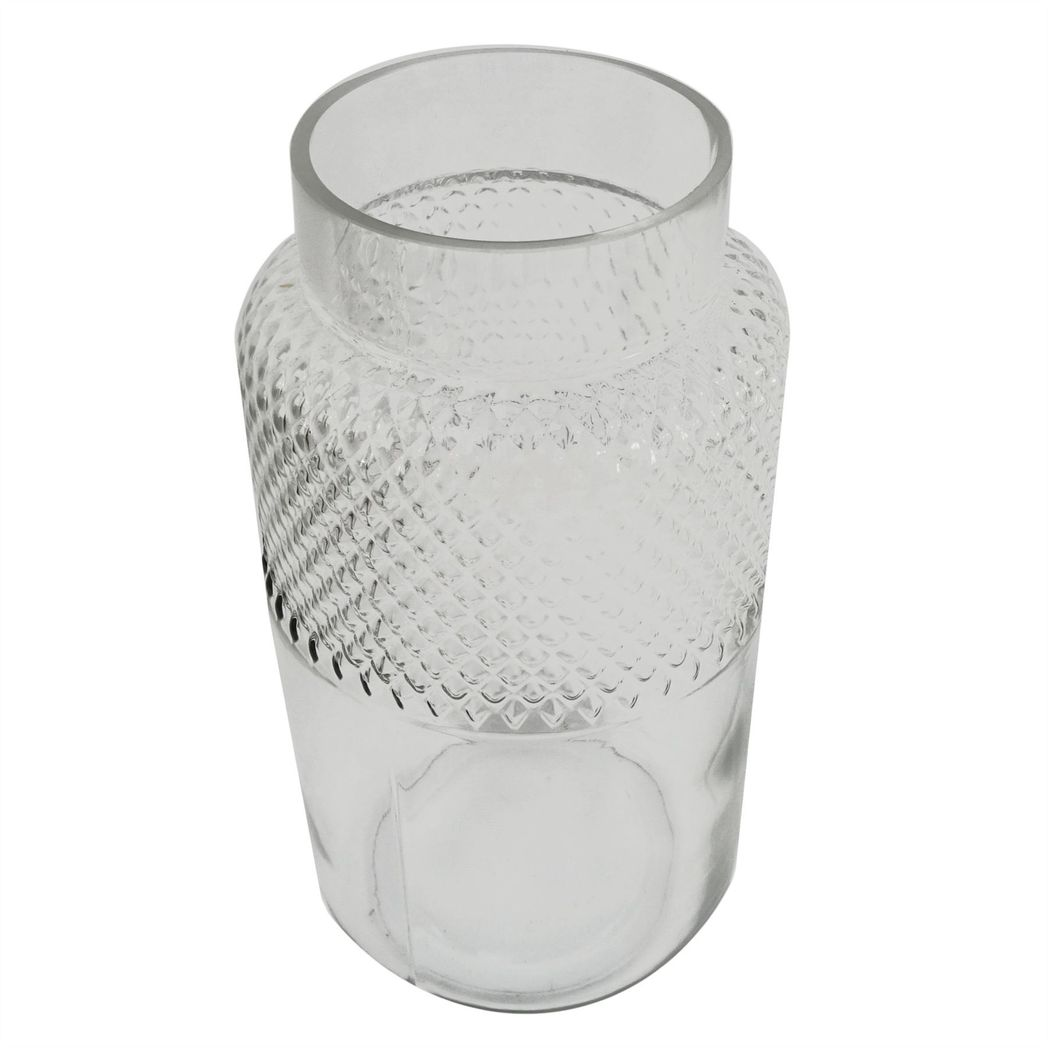 29cm Clear Glass Diamond Vase – Decorative Home Accent, Clear