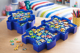 Avilo Set of 6 Stackable Trays – Space-Saving Puzzle-Shaped Linking Storage Trays, Blue