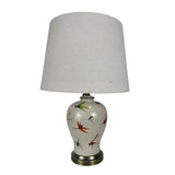 AcaciaHome Oriental Floral Ceramic Table Lamp with Drum Shade – Large 65cm Hallway Lamp, Butterfly Design