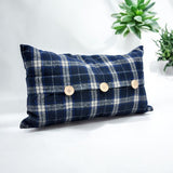 Blue Checked Velvet Tartan Cushion Cover, 30 x 50cm