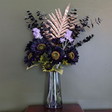 Gold Rim Smoke Grey Glass Vase, 28cm – Stylish Home Decor Flower Vase