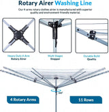 60m 4-Arm Rotary Airer Washing Line with Cover and Metal Ground Spike – Heavy Duty Steel