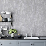 Arthouse Stone Textures Wallpaper with Rough Stone Effect & Metallic Highlights – Weathered Look, Grey