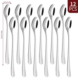 Vinsani 12-Piece Long Handle Latte Spoon Set in Mirror-Polished Stainless Steel – Elegant Cutlery for Home & Hospitality