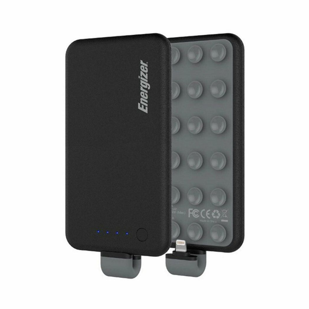Energizer 4000mAh Slim Power Bank with Built-in Micro USB Tip & Suction Cups – Portable Charger, Black