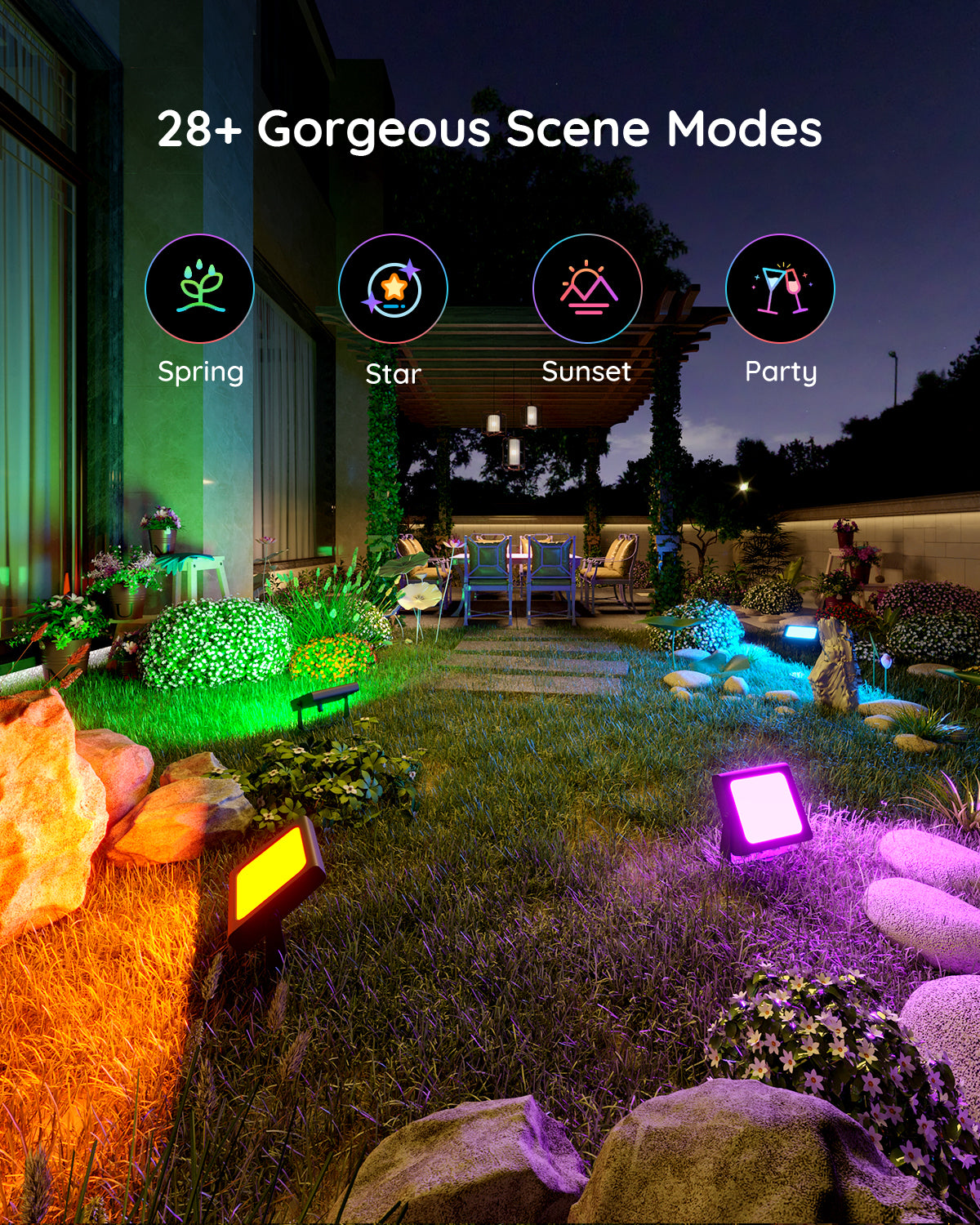 GOVEE RGBICWW Smart LED Flood Lights, 4-Pack – 16 Million Colours, App & Alexa Control