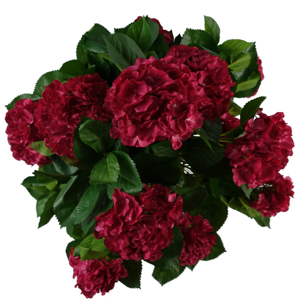 75cm Artificial Pink Bush Hydrangea Plant, Potted – Home Decor Flowers, Dark Pink