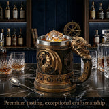 Viking Stainless Steel and Resin Tankard, 550ml Nordic Beer & Coffee Mug – Retro Drinking Cup with Spoon