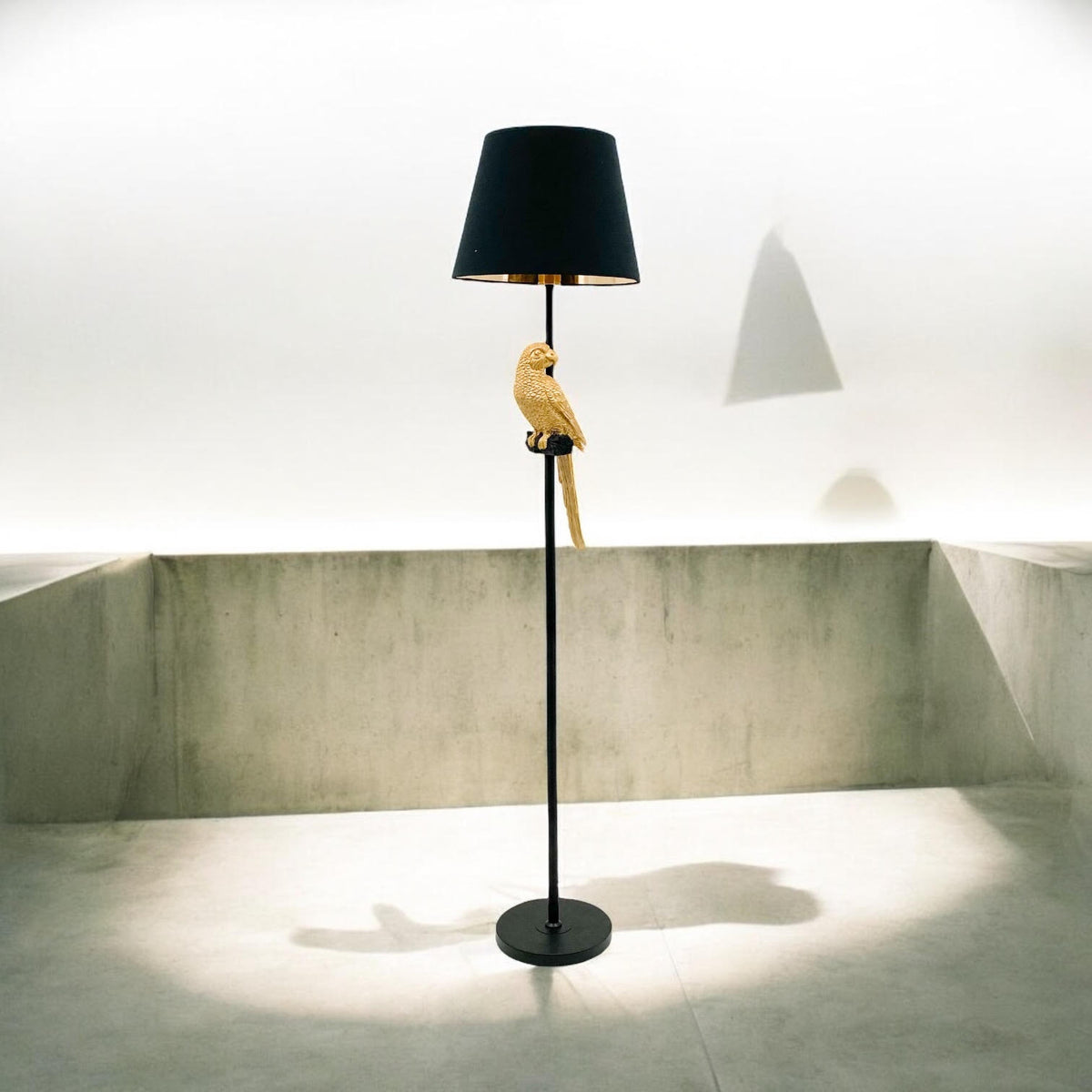 AcaciaHome 164cm Parrot Floor Lamp with Black Drum Shade – Modern Bird Design Standard Lamp