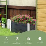 Outsunny Raised Garden Bed with Rustproof Metal Frame & Gloves – Elevated Planter Box, Grey