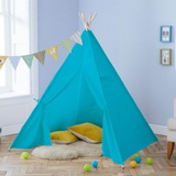 Neo Kids Indian Teepee Play Tent with Bunting and Storage Pouch – Cotton Canvas and Wood, Blue