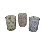 Glass Votive Holder, 10cm – Vintage-Style Washed White Tealight Candle Holder