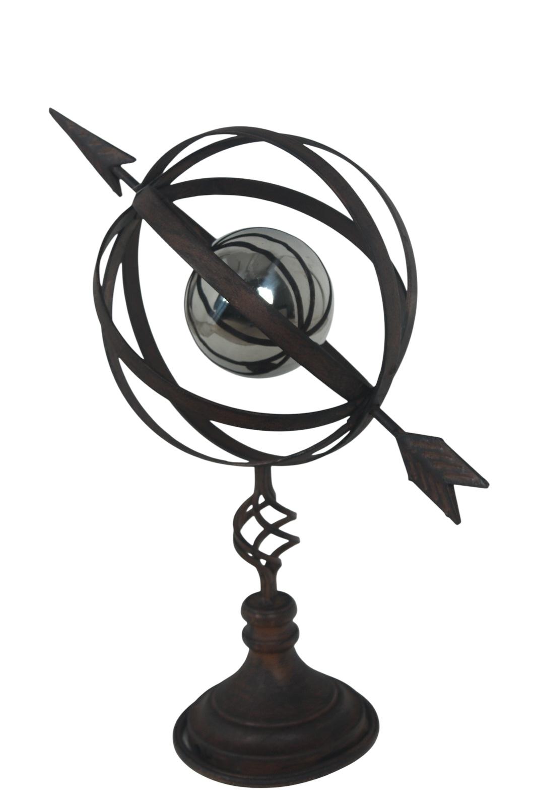 AcaciaHome Vintage Armillary Sphere Garden Sculpture – Weatherproof Metal Plant Support, Aged Bronze, 51cm