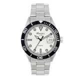 Ravel Men's 42mm Sports Watch with Date Dial, Uni-Directional Bezel and Silver-Plated Bracelet, 5ATM