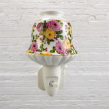 Ceramic Plug-In LED Night Light with Colourful Floral Design – Decorative Bedroom and Hallway Light, Pink Flowers