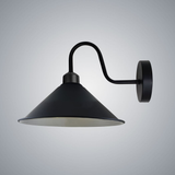 Vintage Swan Neck Wall Light, Cone Shade, E27 Socket – Dimmable Indoor Wall Sconce, Black
