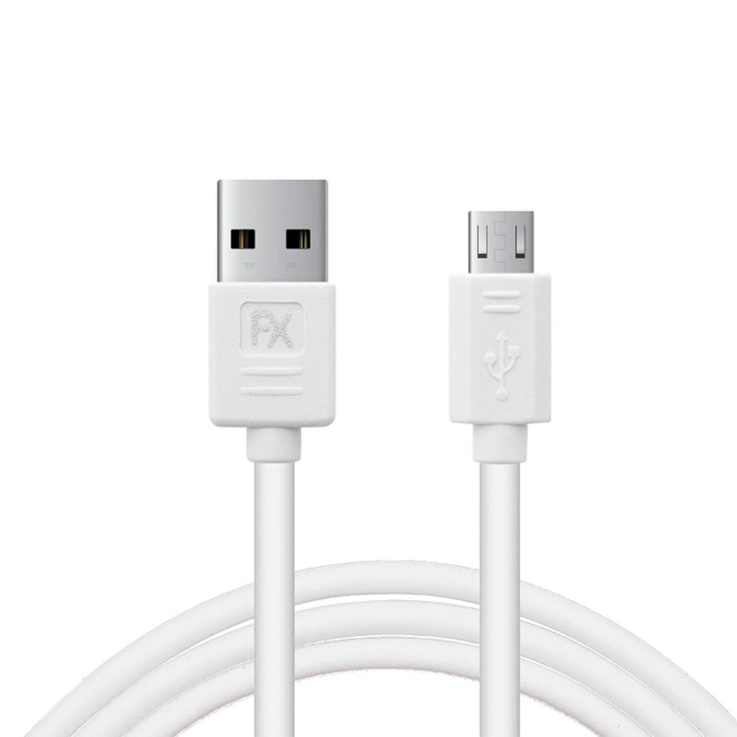 FX Powabud USB Data Cable for Micro USB Devices – Fast Sync & Charge, White